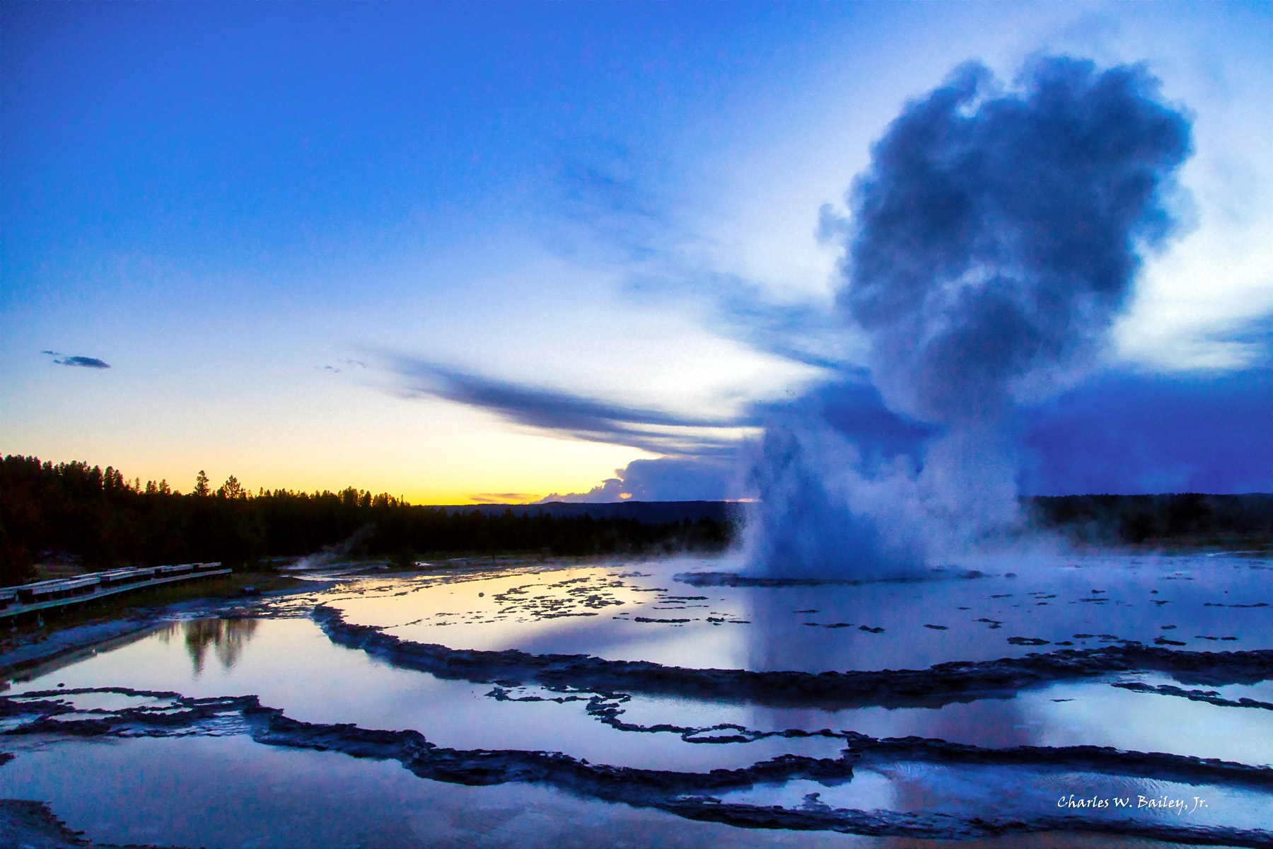 Digital Oil Pastel Drawing of the Great Fountain Geyser